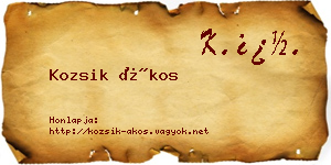 Kozsik Ákos névjegykártya